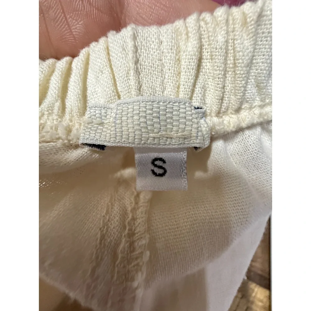 Mellville Women Cargo Pants Linen Blend Wide Leg Sz S Made Italy Lagenlook Cream